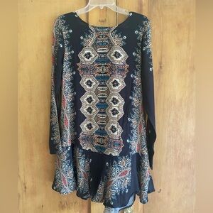 Free People long sleeved, deep back plunge dress